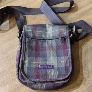Dakine Purple and Gray Plaid Crossbody Bag